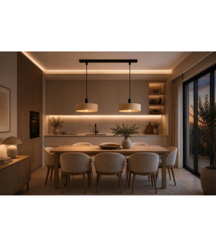 Latte Bar Pendant Ceiling Light Beige 2x E27-6