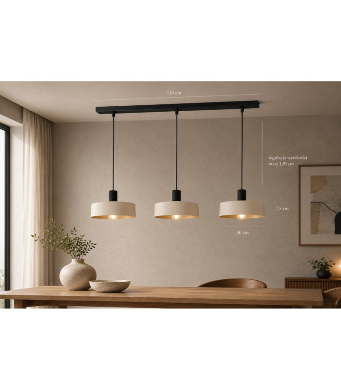 Latte Bar Pendant Ceiling Light Beige 3x E27-4