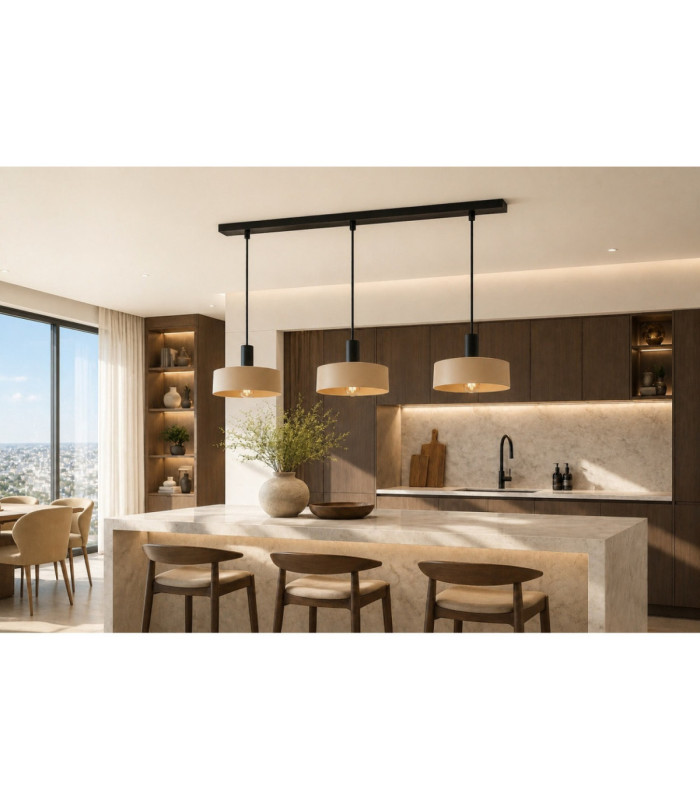 Latte Bar Pendant Ceiling Light Beige 3x E27-5