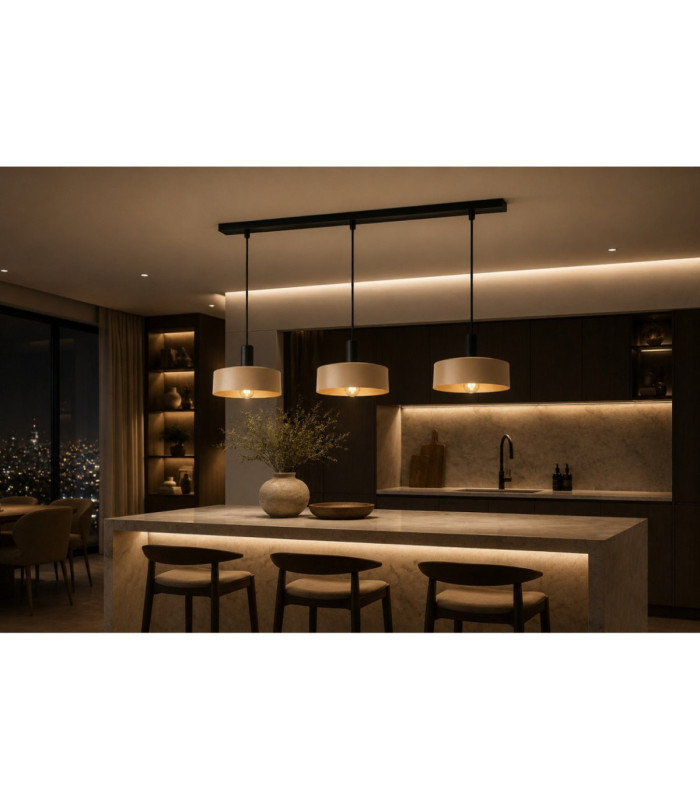 Latte Bar Pendant Ceiling Light Beige 3x E27-6