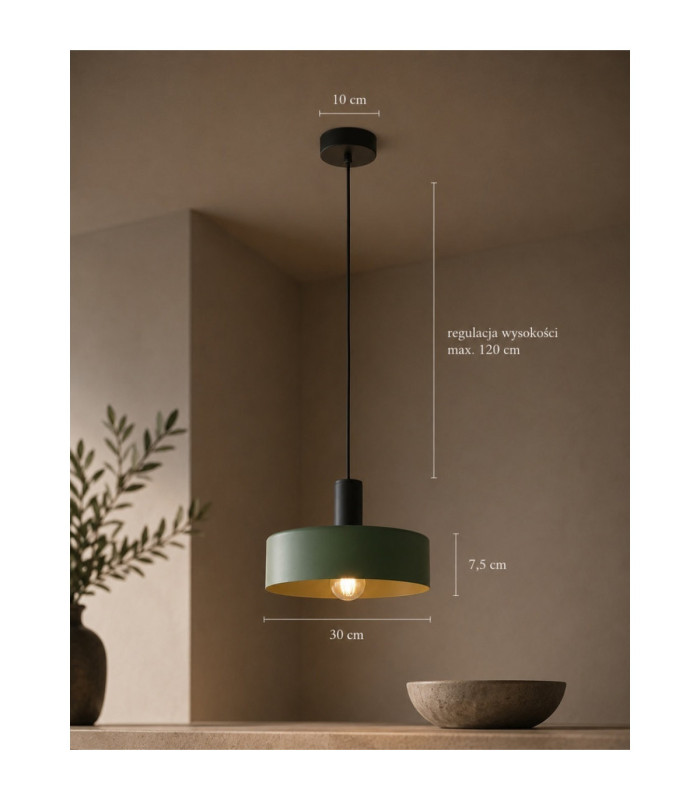 Haki Dome Pendant Ceiling Light Green 1x E27-3