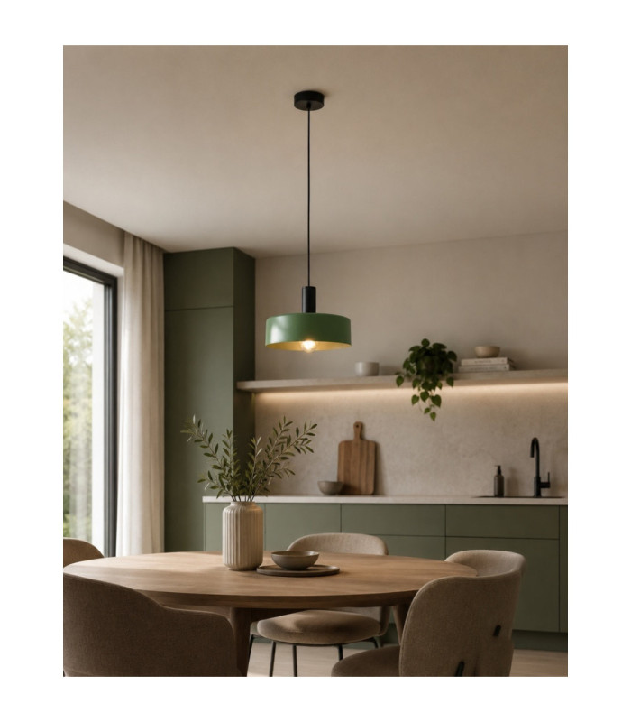 Haki Dome Pendant Ceiling Light Green 1x E27-4
