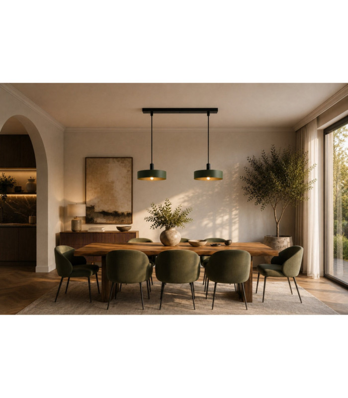 Haki Bar Pendant Ceiling Light Green 2x E27-5