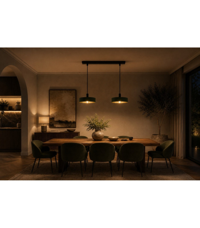 Haki Bar Pendant Ceiling Light Green 2x E27-6