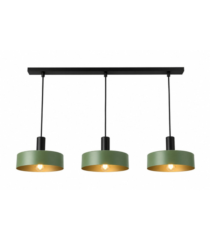 Haki Bar Pendant Ceiling Light Green 3x E27-3