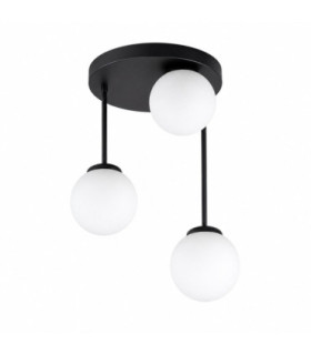 Mondi Semi Flush Globe Ceiling Light Black White Glass Shade 3x E27-1