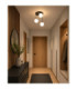 Mondi Semi Flush Globe Ceiling Light Black White Glass Shade 3x E27-2