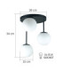 Mondi Semi Flush Globe Ceiling Light Black White Glass Shade 3x E27-4