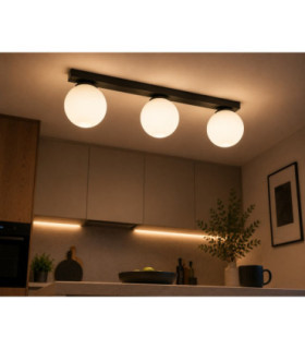 Mondi Bar Globe Ceiling Light Black White Glass Shade 3x E27-2