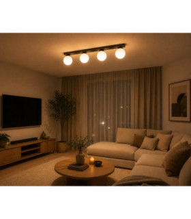 Mondi Bar Globe Ceiling Light Black White Glass Shade 4x E27-2