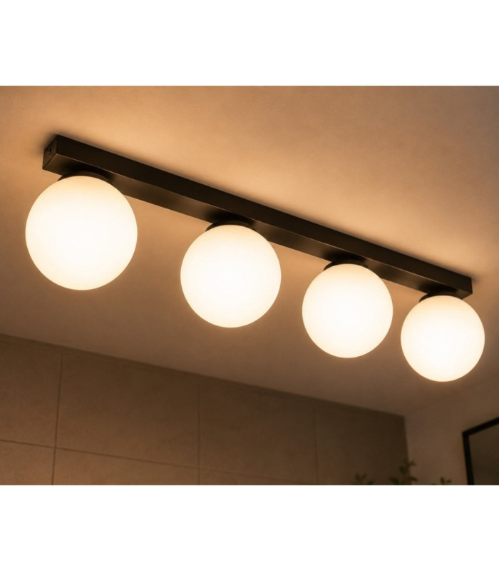 Mondi Bar Globe Ceiling Light Black White Glass Shade 4x E27-3
