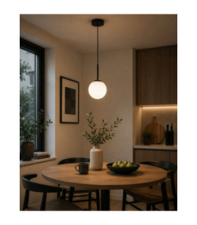 Mondi Globe Pendant Ceiling Light Black White Glass Shade 1x E27-2