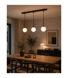 Mondi Bar Pendant Ceiling Light Black White Glass Shade 3x E27-2