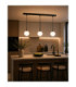 Mondi Bar Pendant Ceiling Light Black White Glass Shade 3x E27-3