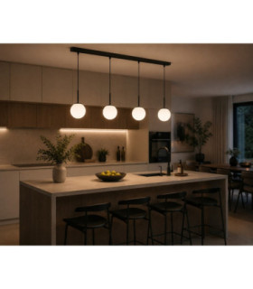 Mondi Bar Pendant Ceiling Light Black White Glass Shade 4x E27-2