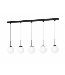 Mondi Bar Pendant Ceiling Light Black White Glass Shade 5x E27-1