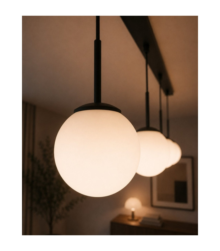 Mondi Bar Pendant Ceiling Light Black White Glass Shade 5x E27-4
