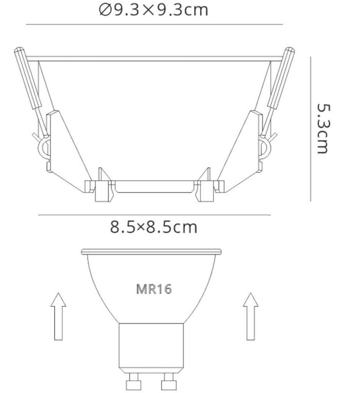 Funnel 45deg. Cut Out Recessed Spotlight Round, 1 x GU10 (Max 12W), White - 2