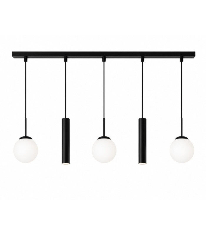 Mondi Bar Pendant Ceiling Light Black White Glass Shade 5x E27/GU10-1