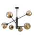 Illumo Multi Arm Semi Flush Ceiling Lamp Black Amber Glass Shade 6x E27-1