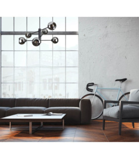 Illumo Multi Arm Semi Flush Ceiling Lamp Black Smoky Glass Shade 6x E27-2