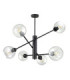 Illumo Multi Arm Semi Flush Ceiling Lamp Black Glass Shade 6x E27-1