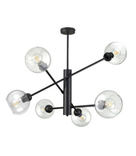 Illumo Multi Arm Semi Flush Ceiling Lamp Black Glass Shade 6x E27-1