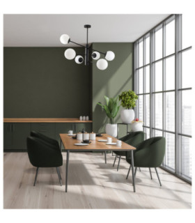 Solen Multi Arm Semi Flush Ceiling Lamp Black White Glass Shade 6x E27-2