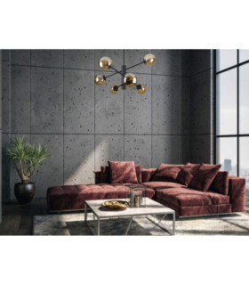 Solen Multi Arm Semi Flush Ceiling Lamp Black Amber Glass Shade 6x E27-2