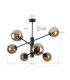 Solen Multi Arm Semi Flush Ceiling Lamp Black Amber Glass Shade 6x E27-3