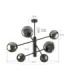 Solen Multi Arm Semi Flush Ceiling Lamp Black Smoky Glass Shade 6x E27-3
