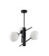 Naxis Multi Arm Semi Flush Ceiling Lamp Black White Glass Shade 3x E27-1