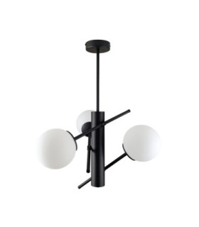 Naxis Multi Arm Semi Flush Ceiling Lamp Black White Glass Shade 3x E27-1