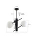 Naxis Multi Arm Semi Flush Ceiling Lamp Black White Glass Shade 3x E27-3