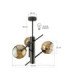 Naxis Multi Arm Semi Flush Ceiling Lamp Black Amber Glass Shade 3x E27-3