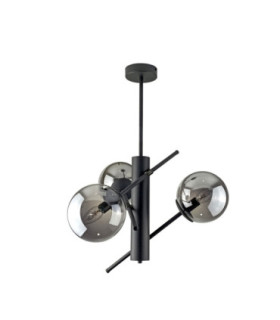 Naxis Multi Arm Semi Flush Ceiling Lamp Black Smoky Glass Shade 3x E27-1