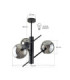 Naxis Multi Arm Semi Flush Ceiling Lamp Black Smoky Glass Shade 3x E27-3