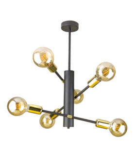 Velum Multi Arm Semi Flush Ceiling Lamp Black Gold 6x E27-1