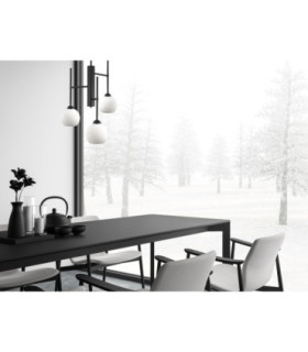 Kliper Multi Arm Semi Flush Ceiling Lamp Black White Glass Shade 3x E27-2