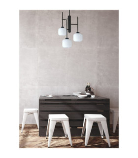 Aluma Multi Arm Semi Flush Ceiling Lamp Black White Glass Shade 3x E27-2