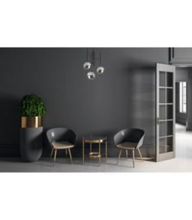 Rocket Multi Arm Semi Flush Ceiling Lamp Black Smoky Glass Shade 3x E27-2