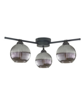 Albedo Multi Arm Semi Flush Ceiling Lamp Black Smoky Glass Shade 3x E27-1