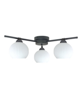 Albedo Multi Arm Semi Flush Ceiling Lamp Black White Glass Shade 3x E27-1