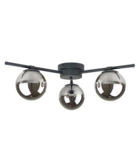 Apeks Multi Arm Semi Flush Ceiling Lamp Black Smoky Glass Shade 3x E27-1