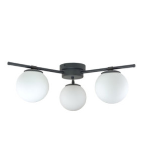 Apeks Multi Arm Semi Flush Ceiling Lamp Black White Glass Shade 3x E27-1