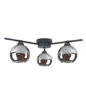 Bozon Multi Arm Semi Flush Ceiling Lamp Black Smoky Glass Shade 3x E27-1