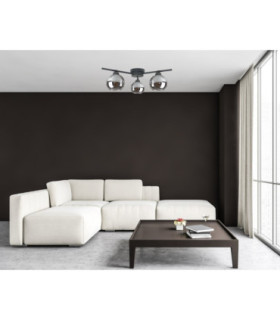 Bozon Multi Arm Semi Flush Ceiling Lamp Black Smoky Glass Shade 3x E27-2
