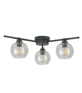 Bozon Multi Arm Semi Flush Ceiling Lamp Black Transparent Glass Shade 3x E27-1