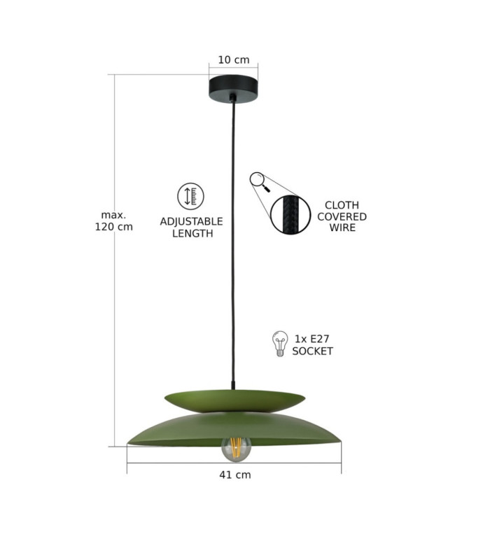 Ferro Dome Pendant Ceiling Light Green 1x E27-3