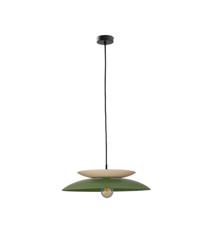 Ferro Dome Pendant Ceiling Light Green Beige 1x E27-1